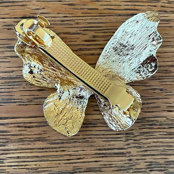 Simply Chrisel Sparkly Gold Bow & Butterfly Hair Clip/Barrette. NWOT - Picture 10 of 13